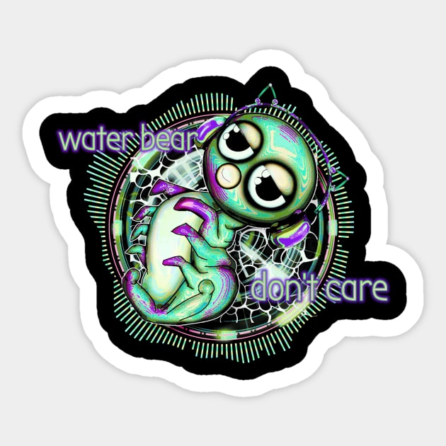 Waterbear don't care grurple Sticker by Pebbles Joy Designs